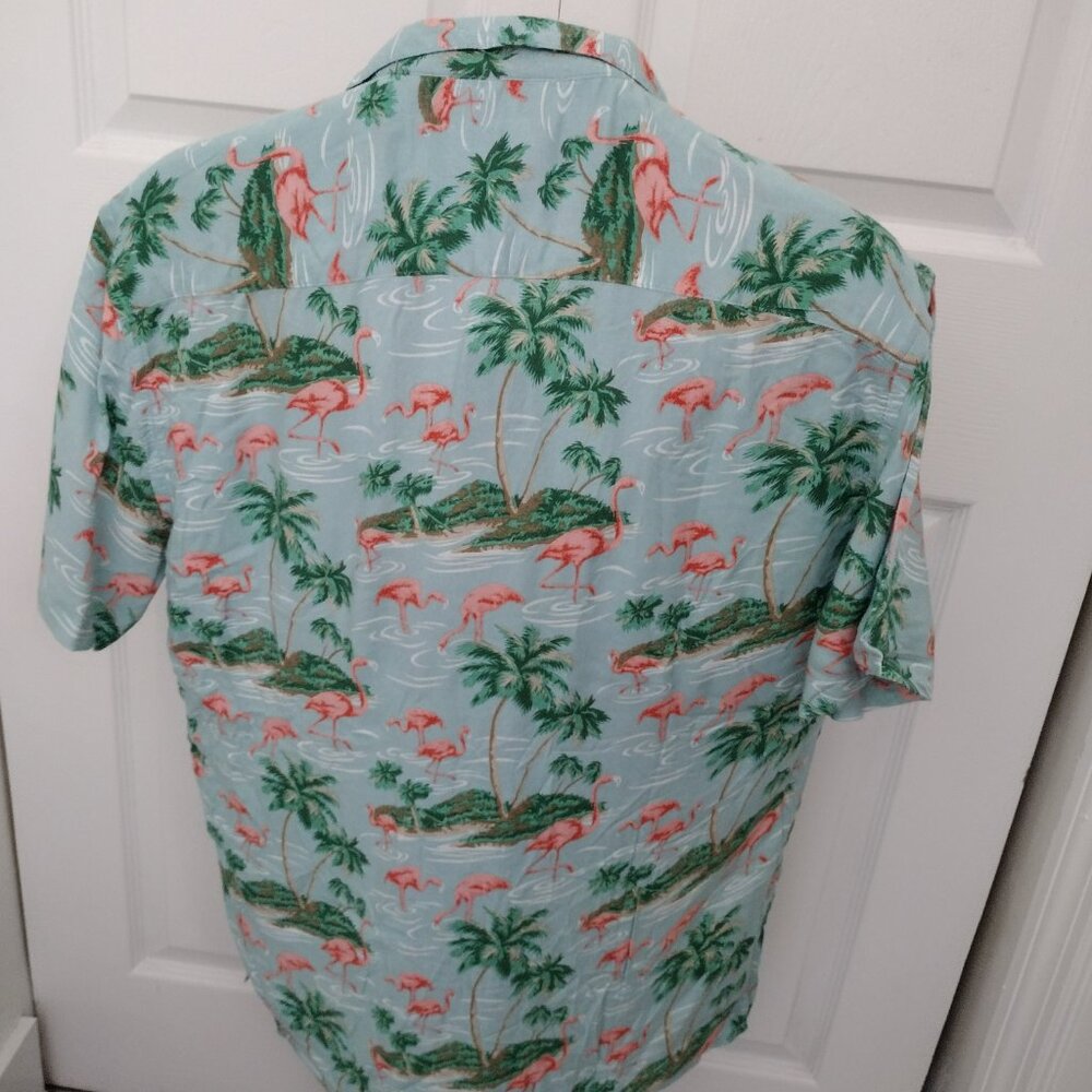 MBX Premium Goods Flamingo Tropical Shirt Mens L Cabana Hawaiian Button Up NWT - Picture 10 of 10